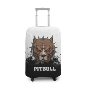 Чехол для чемодана 3D с принтом Pitbull в Новосибирске, 86% полиэфир, 14% спандекс | двустороннее нанесение принта, прорези для ручек и колес | 3d | dog | pitbull | абстракция | животные | краска | собака | черно белый