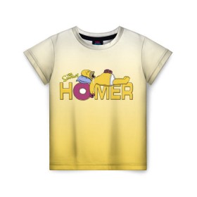 Детская футболка 3D с принтом Гомер Симпсон в Новосибирске, 100% гипоаллергенный полиэфир | прямой крой, круглый вырез горловины, длина до линии бедер, чуть спущенное плечо, ткань немного тянется | homer | simpsons | гомер | пончик | симпсоны