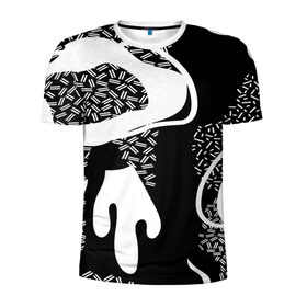 Мужская футболка 3D спортивная с принтом Черно-белый узор в Новосибирске, 100% полиэстер с улучшенными характеристиками | приталенный силуэт, круглая горловина, широкие плечи, сужается к линии бедра | abstraction | абстракция | геометрия | грани | линии | полигоны | сочетания | текстура | узоры | черно белый