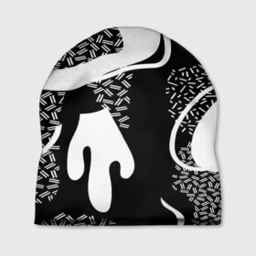 Шапка 3D с принтом Черно-белый узор в Новосибирске, 100% полиэстер | универсальный размер, печать по всей поверхности изделия | abstraction | абстракция | геометрия | грани | линии | полигоны | сочетания | текстура | узоры | черно белый