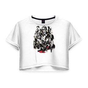 Женская футболка 3D укороченная с принтом Бешеные псы в Новосибирске, 100% полиэстер | круглая горловина, длина футболки до линии талии, рукава с отворотами | бешеные псы | тарантино
