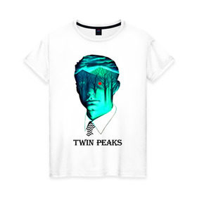 Женская футболка хлопок с принтом Twin Peaks в Новосибирске, 100% хлопок | прямой крой, круглый вырез горловины, длина до линии бедер, слегка спущенное плечо | арт | дейл купер | сериал | твин пикс | фильм