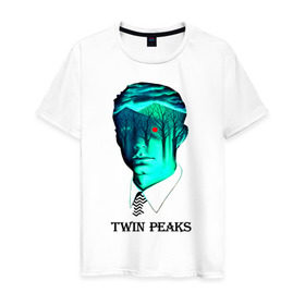 Мужская футболка хлопок с принтом Twin Peaks в Новосибирске, 100% хлопок | прямой крой, круглый вырез горловины, длина до линии бедер, слегка спущенное плечо. | Тематика изображения на принте: арт | дейл купер | сериал | твин пикс | фильм