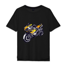 Мужская футболка хлопок Oversize с принтом Yamaha R1 в Новосибирске, 100% хлопок | свободный крой, круглый ворот, “спинка” длиннее передней части | 3d | r1 | yamaha | арт | байк | краска | мотокросс | мотоцикл | прикольные | цветные