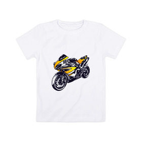 Детская футболка хлопок с принтом Yamaha R1 в Новосибирске, 100% хлопок | круглый вырез горловины, полуприлегающий силуэт, длина до линии бедер | 3d | r1 | yamaha | арт | байк | краска | мотокросс | мотоцикл | прикольные | цветные