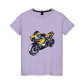 Женская футболка хлопок с принтом Yamaha R1 в Новосибирске, 100% хлопок | прямой крой, круглый вырез горловины, длина до линии бедер, слегка спущенное плечо | 3d | r1 | yamaha | арт | байк | краска | мотокросс | мотоцикл | прикольные | цветные