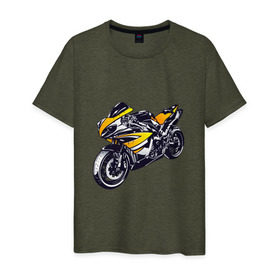 Мужская футболка хлопок с принтом Yamaha R1 в Новосибирске, 100% хлопок | прямой крой, круглый вырез горловины, длина до линии бедер, слегка спущенное плечо. | Тематика изображения на принте: 3d | r1 | yamaha | арт | байк | краска | мотокросс | мотоцикл | прикольные | цветные