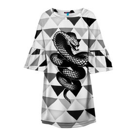 Детское платье 3D с принтом Snake в Новосибирске, 100% полиэстер | прямой силуэт, чуть расширенный к низу. Круглая горловина, на рукавах — воланы | 3d | snake | животные | змея | ползучие | хладнокровные | чешуя