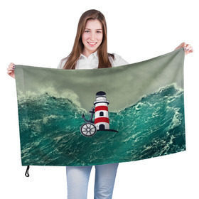Флаг 3D с принтом Морской в Новосибирске, 100% полиэстер | плотность ткани — 95 г/м2, размер — 67 х 109 см. Принт наносится с одной стороны | 3d | blue | брызги | вмф | вода | военный | волны | исторический | капли | корабль | лето | море | моряк | океан | природа | фрегат | шторм