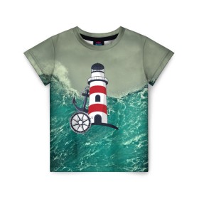 Детская футболка 3D с принтом Морской в Новосибирске, 100% гипоаллергенный полиэфир | прямой крой, круглый вырез горловины, длина до линии бедер, чуть спущенное плечо, ткань немного тянется | 3d | blue | брызги | вмф | вода | военный | волны | исторический | капли | корабль | лето | море | моряк | океан | природа | фрегат | шторм