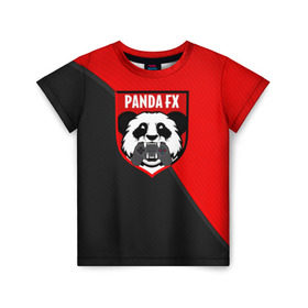 Детская футболка 3D с принтом PandafxTM в Новосибирске, 100% гипоаллергенный полиэфир | прямой крой, круглый вырез горловины, длина до линии бедер, чуть спущенное плечо, ткань немного тянется | 7f united | fifa | pandafx | панда