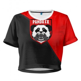 Женская футболка 3D укороченная с принтом PandafxTM в Новосибирске, 100% полиэстер | круглая горловина, длина футболки до линии талии, рукава с отворотами | 7f united | fifa | pandafx | панда