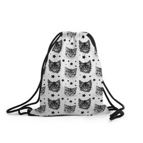 Рюкзак-мешок 3D с принтом Котики в Новосибирске, 100% полиэстер | плотность ткани — 200 г/м2, размер — 35 х 45 см; лямки — толстые шнурки, застежка на шнуровке, без карманов и подкладки | звезды | кот | котенок | котик | котики | котята | кошка | орнамент | узор