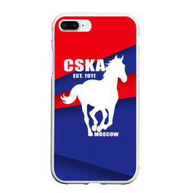 Чехол для iPhone 7Plus/8 Plus матовый с принтом CSKA est 1911 в Новосибирске, Силикон | Область печати: задняя сторона чехла, без боковых панелей | армейцы | болельщик | кони | красно синие | фанат | футбол | футболист | цска