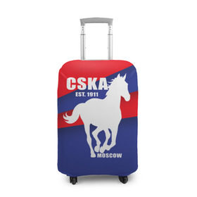 Чехол для чемодана 3D с принтом CSKA est. 1911 в Новосибирске, 86% полиэфир, 14% спандекс | двустороннее нанесение принта, прорези для ручек и колес | армейцы | болельщик | кони | красно синие | фанат | футбол | футболист | цска