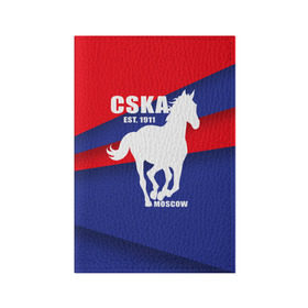 Обложка для паспорта матовая кожа с принтом CSKA est. 1911 в Новосибирске, натуральная матовая кожа | размер 19,3 х 13,7 см; прозрачные пластиковые крепления | армейцы | болельщик | кони | красно синие | фанат | футбол | футболист | цска