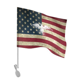 Флаг для автомобиля с принтом Флаг США с белым орлом в Новосибирске, 100% полиэстер | Размер: 30*21 см | usa | америка | американец | америки | звездно полосатый | необычный | нью йорк | орел | соединенные | сша | флаг | штаты | янки