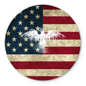 Коврик круглый с принтом Флаг США с белым орлом в Новосибирске, резина и полиэстер | круглая форма, изображение наносится на всю лицевую часть | usa | америка | американец | америки | звездно полосатый | необычный | нью йорк | орел | соединенные | сша | флаг | штаты | янки