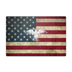 Пазл магнитный 126 элементов с принтом Флаг США с белым орлом в Новосибирске, полимерный материал с магнитным слоем | 126 деталей, размер изделия —  180*270 мм | usa | америка | американец | америки | звездно полосатый | необычный | нью йорк | орел | соединенные | сша | флаг | штаты | янки