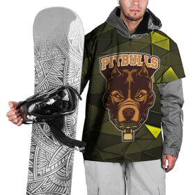 Накидка на куртку 3D с принтом Pitbulls в Новосибирске, 100% полиэстер |  | dog | pitbulls | абстракция | геометрия | животные | собака | треугольники | цепь