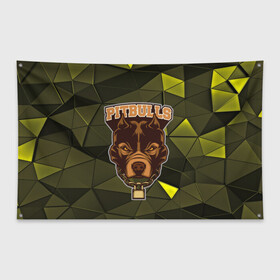 Флаг-баннер с принтом Pitbulls в Новосибирске, 100% полиэстер | размер 67 х 109 см, плотность ткани — 95 г/м2; по краям флага есть четыре люверса для крепления | dog | pitbulls | абстракция | геометрия | животные | собака | треугольники | цепь