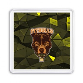 Магнит 55*55 с принтом Pitbulls в Новосибирске, Пластик | Размер: 65*65 мм; Размер печати: 55*55 мм | Тематика изображения на принте: dog | pitbulls | абстракция | геометрия | животные | собака | треугольники | цепь