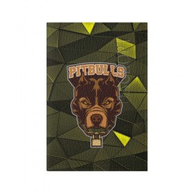Обложка для паспорта матовая кожа с принтом Pitbulls в Новосибирске, натуральная матовая кожа | размер 19,3 х 13,7 см; прозрачные пластиковые крепления | Тематика изображения на принте: dog | pitbulls | абстракция | геометрия | животные | собака | треугольники | цепь