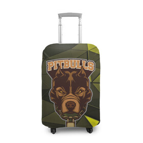 Чехол для чемодана 3D с принтом Pitbulls в Новосибирске, 86% полиэфир, 14% спандекс | двустороннее нанесение принта, прорези для ручек и колес | dog | pitbulls | абстракция | геометрия | животные | собака | треугольники | цепь
