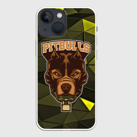 Чехол для iPhone 13 mini с принтом Pitbulls в Новосибирске,  |  | dog | pitbulls | абстракция | геометрия | животные | собака | треугольники | цепь