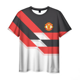 Мужская футболка 3D с принтом Manchester United - Stripe в Новосибирске, 100% полиэфир | прямой крой, круглый вырез горловины, длина до линии бедер | manchester united | stripe | манчестер юнайтед | футбол