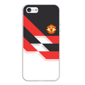 Чехол для iPhone 5/5S матовый с принтом Manchester United - Stripe в Новосибирске, Силикон | Область печати: задняя сторона чехла, без боковых панелей | manchester united | stripe | манчестер юнайтед | футбол