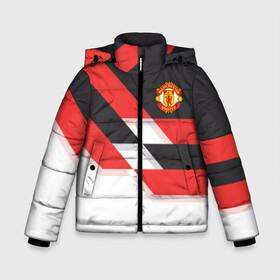 Зимняя куртка для мальчиков 3D с принтом Manchester United - Stripe в Новосибирске, ткань верха — 100% полиэстер; подклад — 100% полиэстер, утеплитель — 100% полиэстер | длина ниже бедра, удлиненная спинка, воротник стойка и отстегивающийся капюшон. Есть боковые карманы с листочкой на кнопках, утяжки по низу изделия и внутренний карман на молнии. 

Предусмотрены светоотражающий принт на спинке, радужный светоотражающий элемент на пуллере молнии и на резинке для утяжки | manchester united | stripe | манчестер юнайтед | футбол