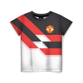 Детская футболка 3D с принтом Manchester United - Stripe в Новосибирске, 100% гипоаллергенный полиэфир | прямой крой, круглый вырез горловины, длина до линии бедер, чуть спущенное плечо, ткань немного тянется | Тематика изображения на принте: manchester united | stripe | манчестер юнайтед | футбол