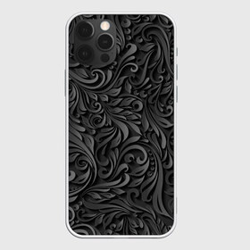 Чехол для iPhone 12 Pro Max с принтом Вырезанный Узор в Новосибирске, Силикон |  | Тематика изображения на принте: абстракция | бумага | вензаль | гжель | дерево | деревянный | завиток | заросли | лилия | листь | ночь | резьба | роспись | серый | тени | тропики | хохлома | цветок | цветы | черный