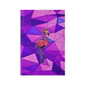 Обложка для паспорта матовая кожа с принтом Фламинго в Новосибирске, натуральная матовая кожа | размер 19,3 х 13,7 см; прозрачные пластиковые крепления | bird | flyer | fowl | poultry | seabird | triangle | абстракция | животные | птицы | текстуры | тренд | треугольники | фламинго