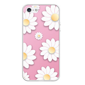 Чехол для iPhone 5/5S матовый с принтом Ромашки в Новосибирске, Силикон | Область печати: задняя сторона чехла, без боковых панелей | весна | природа | ромашки | цветы