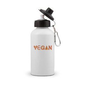 Бутылка спортивная с принтом Vegan в Новосибирске, металл | емкость — 500 мл, в комплекте две пластиковые крышки и карабин для крепления | green | vegan | yoga | бекон | веган | вегетарианец | вегетарианство | витамины | здоровье | зеленый | зож | йога | овощи | фрукты