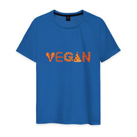 Мужская футболка хлопок с принтом Vegan в Новосибирске, 100% хлопок | прямой крой, круглый вырез горловины, длина до линии бедер, слегка спущенное плечо. | green | vegan | yoga | бекон | веган | вегетарианец | вегетарианство | витамины | здоровье | зеленый | зож | йога | овощи | фрукты