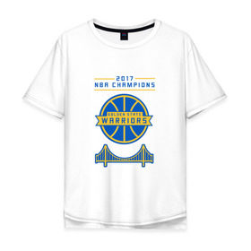 Мужская футболка хлопок Oversize с принтом Golden State Champions в Новосибирске, 100% хлопок | свободный крой, круглый ворот, “спинка” длиннее передней части | basketball | golden state | nba | warriors | баскетбол | голден стейт | нба | спорт | уорриорз