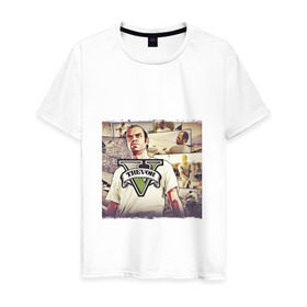 Мужская футболка хлопок с принтом Тревор ГТА 5 в Новосибирске, 100% хлопок | прямой крой, круглый вырез горловины, длина до линии бедер, слегка спущенное плечо. | gta5 | gtav | philips | trevor | гта 5 | гтаv | тревор филипс