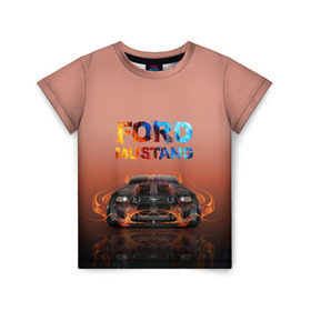 Детская футболка 3D с принтом Ford Mustang в Новосибирске, 100% гипоаллергенный полиэфир | прямой крой, круглый вырез горловины, длина до линии бедер, чуть спущенное плечо, ткань немного тянется | 50 лет | mach 1 | авто | автомобиль | блатн | иномарка | крутая | логотип | марка красивая | машина | мустанг | надпись | пацанский таз | седан | тачила | тачка | форд | эмблема
