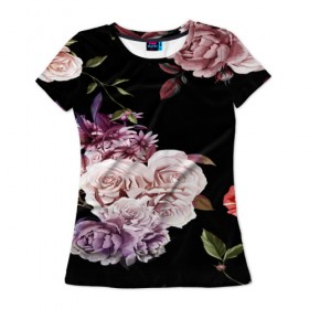 Женская футболка 3D с принтом Flower Fashion в Новосибирске, 100% полиэфир ( синтетическое хлопкоподобное полотно) | прямой крой, круглый вырез горловины, длина до линии бедер | 3d | birds | fashion flower | flower | pattern | другие | красивые цветы | красные | прикольные | природа | птицы | розы | текстуры | цветочки | цветы