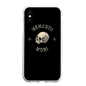 Чехол для iPhone XS Max матовый с принтом Memento Mori в Новосибирске, Силикон | Область печати: задняя сторона чехла, без боковых панелей | death | skull | кости | цитата