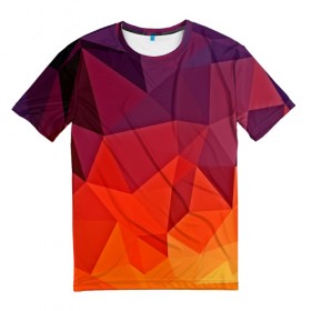 Мужская футболка 3D с принтом Geometric в Новосибирске, 100% полиэфир | прямой крой, круглый вырез горловины, длина до линии бедер | abstract | abstraction | color | geometry | mirror | polygon | абстракция | геометрия | грани | линии | полигоны | сочетания | треугольники