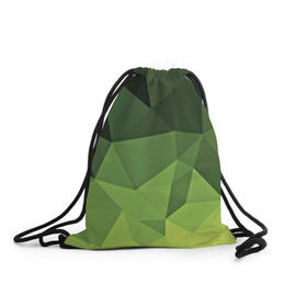 Рюкзак-мешок 3D с принтом Хаки геометрия в Новосибирске, 100% полиэстер | плотность ткани — 200 г/м2, размер — 35 х 45 см; лямки — толстые шнурки, застежка на шнуровке, без карманов и подкладки | зеленый | полигоны