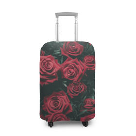 Чехол для чемодана 3D с принтом Бархатные розы в Новосибирске, 86% полиэфир, 14% спандекс | двустороннее нанесение принта, прорези для ручек и колес | бархат | бутоны | роза | розы | цветы