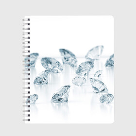 Тетрадь с принтом Brilliant в Новосибирске, 100% бумага | 48 листов, плотность листов — 60 г/м2, плотность картонной обложки — 250 г/м2. Листы скреплены сбоку удобной пружинной спиралью. Уголки страниц и обложки скругленные. Цвет линий — светло-серый
 | beautiful | blue | bright | color | diamond | diamonds | mineral | minerals | original | stone | white | белое | белыйstones | богатство | бриллианты | голубое | камень | камни | красивое | красота | цвет