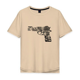 Мужская футболка хлопок Oversize с принтом Pulp Fiction в Новосибирске, 100% хлопок | свободный крой, круглый ворот, “спинка” длиннее передней части | 25 17 | 2517 | библия | криминальное чтиво | оружие | пистолет | самюэль джексон | цитата | эклезиаст