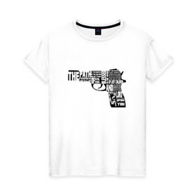 Женская футболка хлопок с принтом Pulp Fiction в Новосибирске, 100% хлопок | прямой крой, круглый вырез горловины, длина до линии бедер, слегка спущенное плечо | 25 17 | 2517 | библия | криминальное чтиво | оружие | пистолет | самюэль джексон | цитата | эклезиаст
