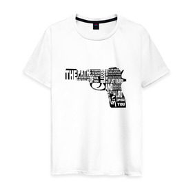Мужская футболка хлопок с принтом Pulp Fiction в Новосибирске, 100% хлопок | прямой крой, круглый вырез горловины, длина до линии бедер, слегка спущенное плечо. | Тематика изображения на принте: 25 17 | 2517 | библия | криминальное чтиво | оружие | пистолет | самюэль джексон | цитата | эклезиаст